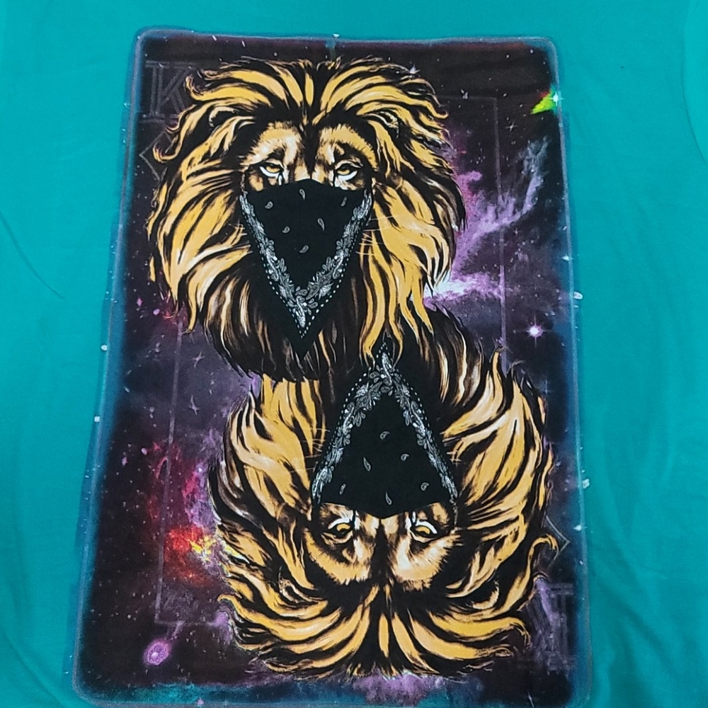 Cool green Bandana Lion Tee Mens XL